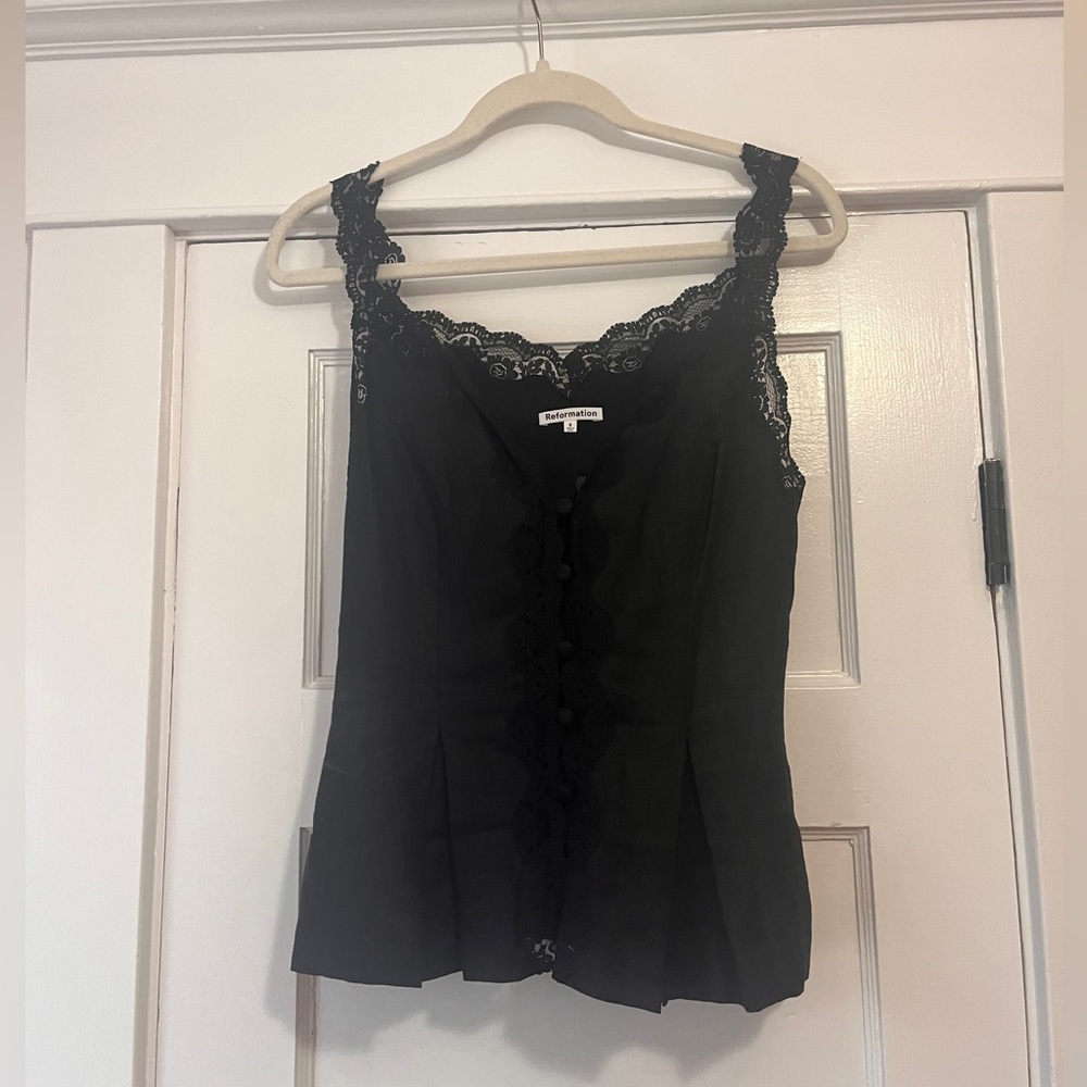 Reformation linen peplum Josefina top